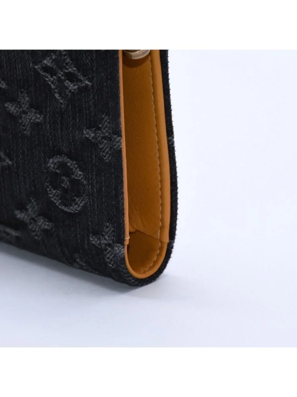 Louis Vuitton Monogram Denim Portefeuille Amelia Trifold Wallet Black Yellow